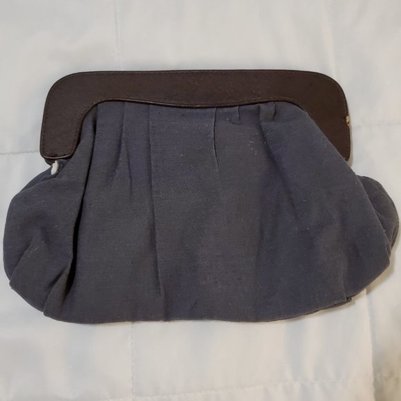 Gently Used Old Navy Clutch Purse, Linen and Faux Leather w/ Magnetic Closure - Picture 3 of 16